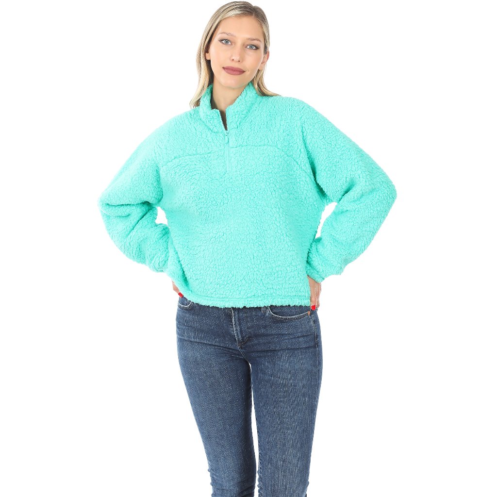 Sherpa Drawstring Half Zip Pullover
